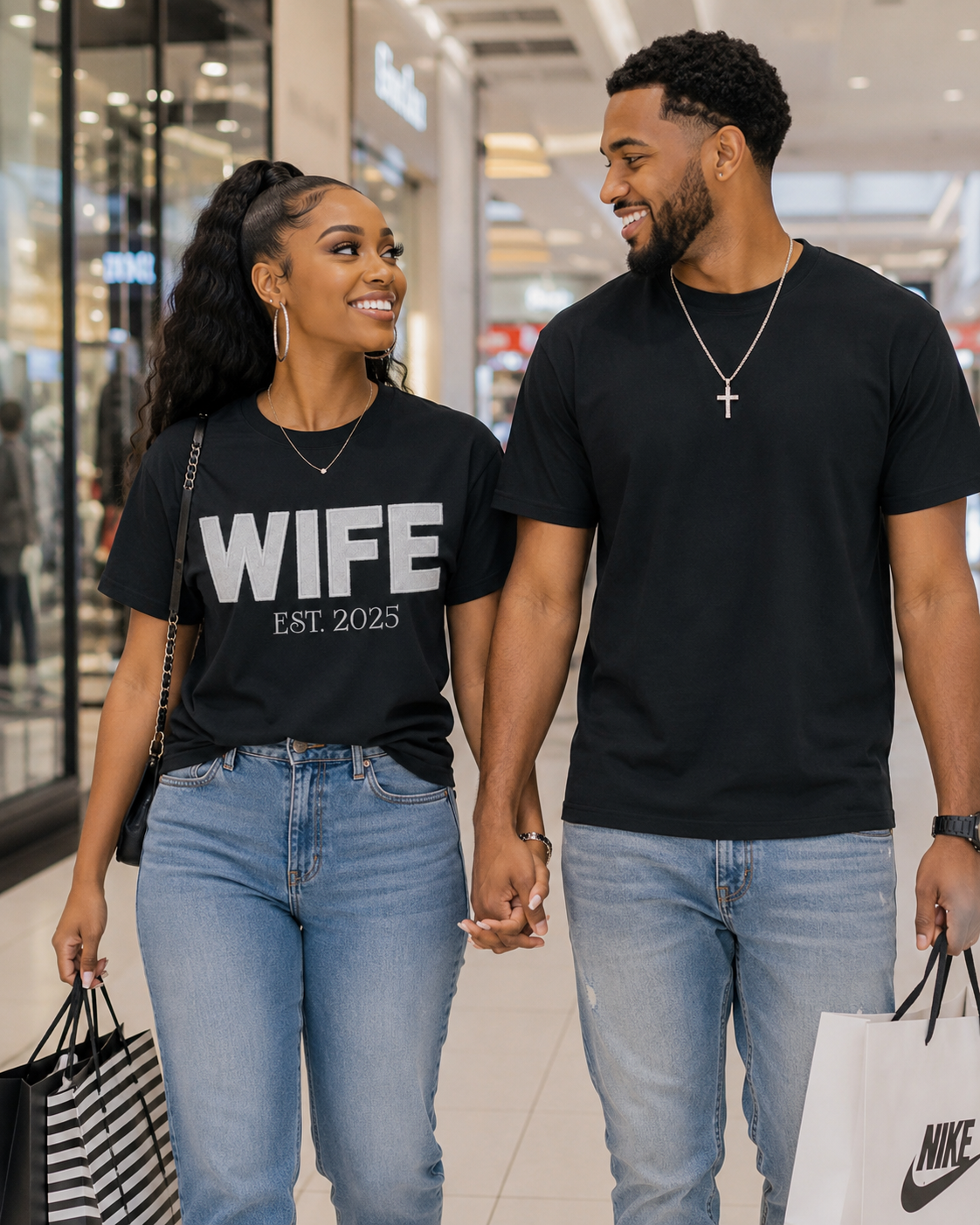 Customizable "WIFE" HTV & Embroidered Tee